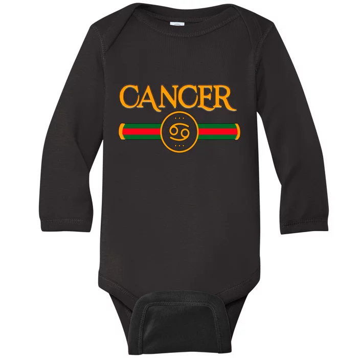 Cancer Zodiac Birthday Golden Icon Baby Long Sleeve Bodysuit