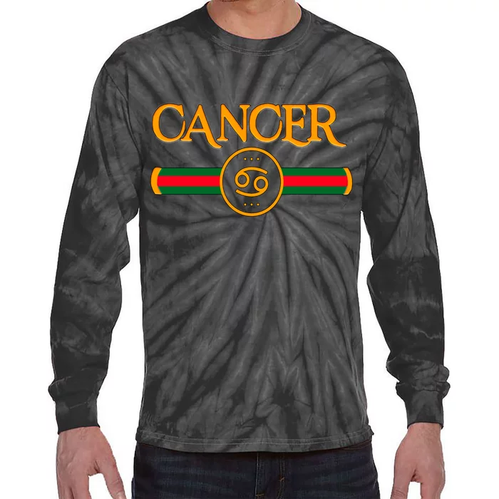 Cancer Zodiac Birthday Golden Icon Tie-Dye Long Sleeve Shirt