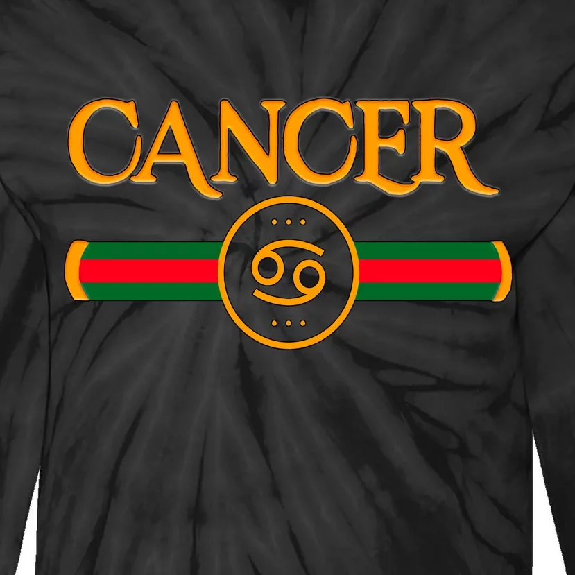 Cancer Zodiac Birthday Golden Icon Tie-Dye Long Sleeve Shirt