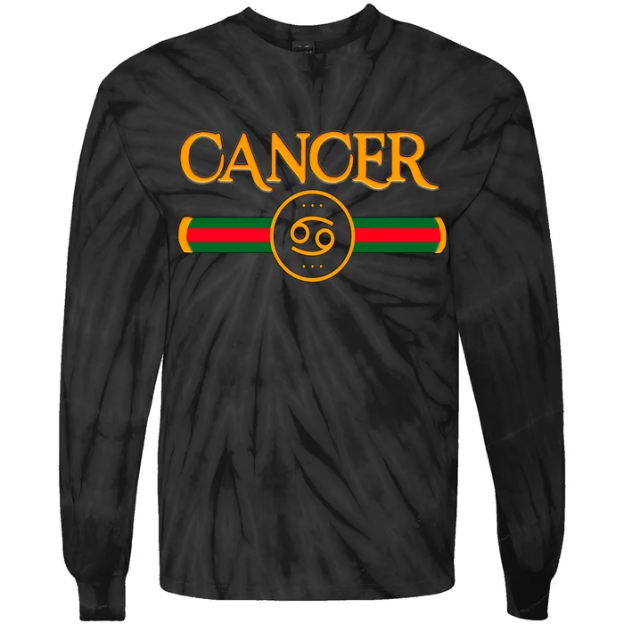 Cancer Zodiac Birthday Golden Icon Tie-Dye Long Sleeve Shirt