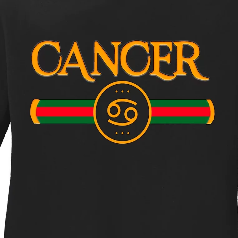 Cancer Zodiac Birthday Golden Icon Ladies Long Sleeve Shirt