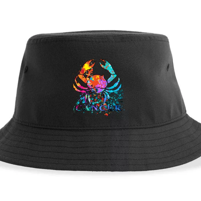 Cancer Zodiac Sign Crab Colorful Sustainable Bucket Hat