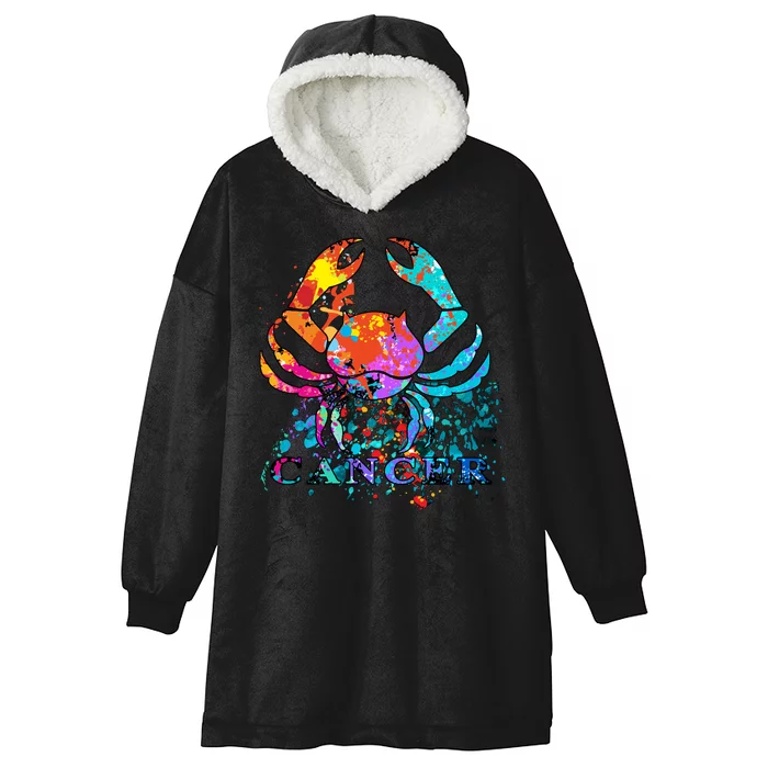 Cancer Zodiac Sign Crab Colorful Hooded Wearable Blanket