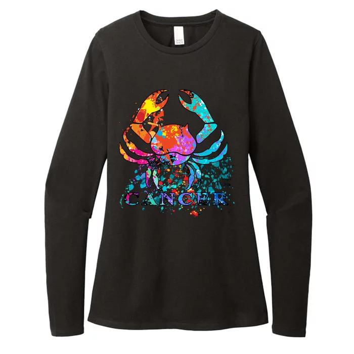 Cancer Zodiac Sign Crab Colorful Womens CVC Long Sleeve Shirt