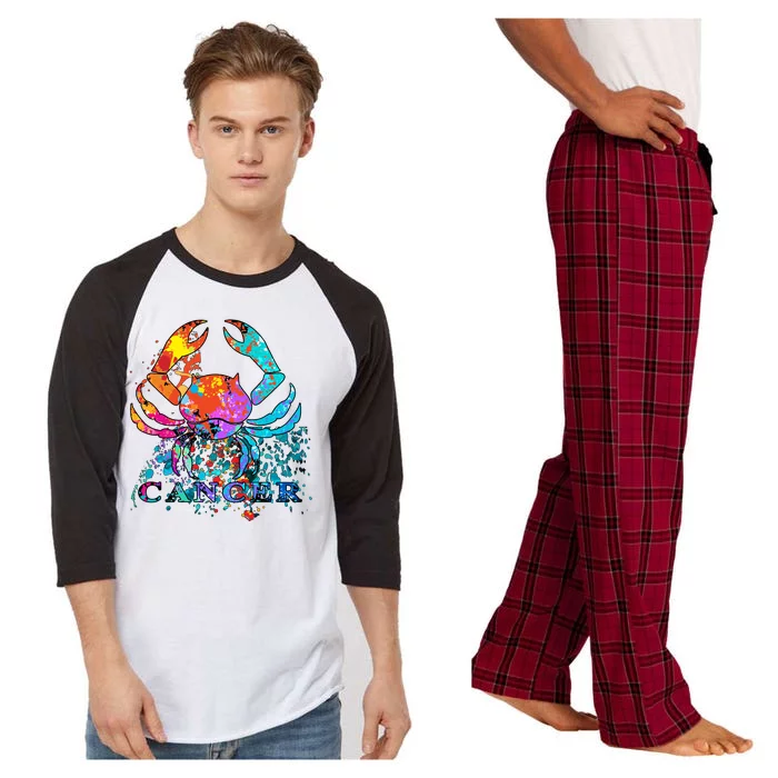 Cancer Zodiac Sign Crab Colorful Raglan Sleeve Pajama Set