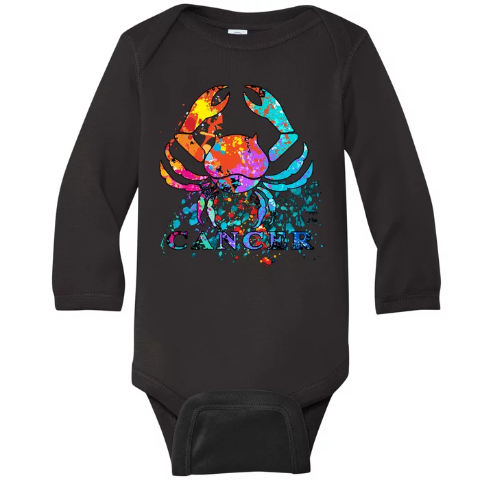 Cancer Zodiac Sign Crab Colorful Baby Long Sleeve Bodysuit