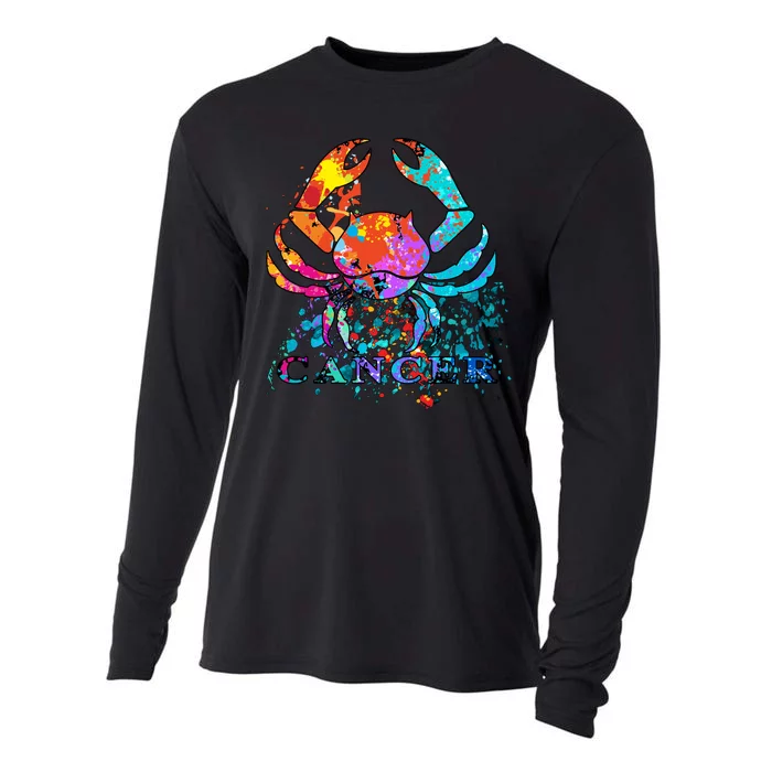 Cancer Zodiac Sign Crab Colorful Cooling Performance Long Sleeve Crew