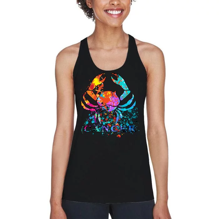 Cancer Zodiac Sign Crab Colorful Women's Racerback Tank