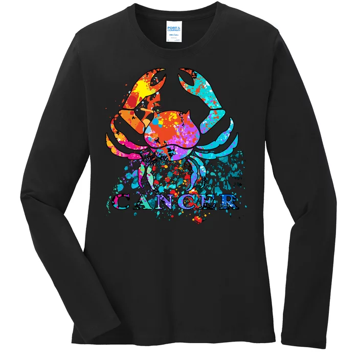 Cancer Zodiac Sign Crab Colorful Ladies Long Sleeve Shirt