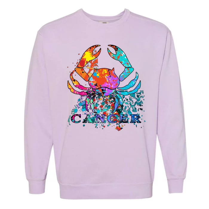 Cancer Zodiac Sign Crab Colorful Garment-Dyed Sweatshirt