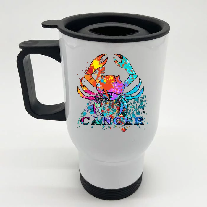 Cancer Zodiac Sign Crab Colorful Front & Back Stainless Steel Travel Mug