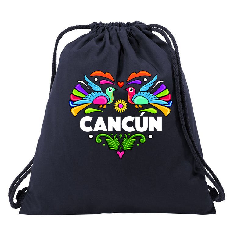 Cancun Artistic Heart Drawstring Bag