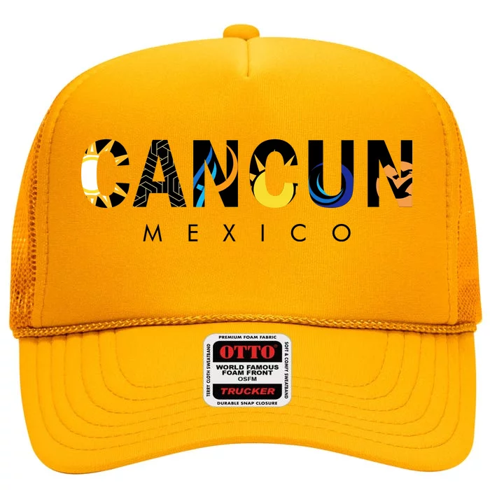 Cancun Mexico High Crown Mesh Trucker Hat