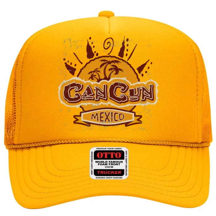 Cancun Mexico Vintage High Crown Mesh Trucker Hat