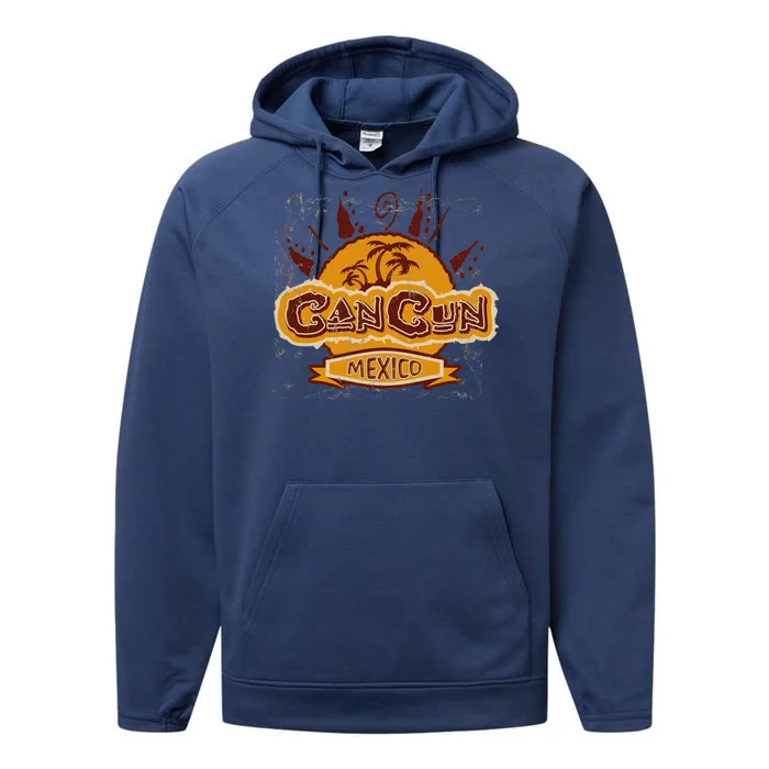 Cancun Mexico Vintage Performance Fleece Hoodie