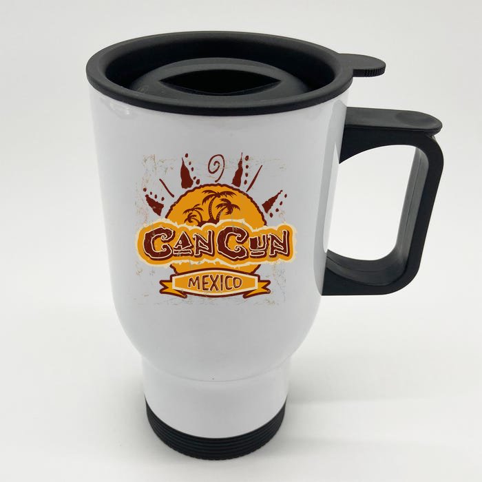 Cancun Mexico Vintage Front & Back Stainless Steel Travel Mug