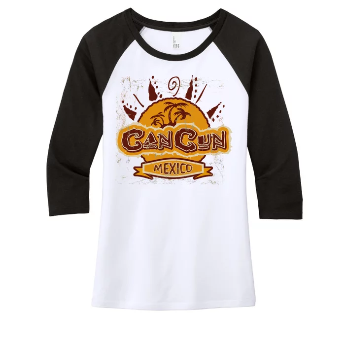 Cancun Mexico Vintage Women's Tri-Blend 3/4-Sleeve Raglan Shirt