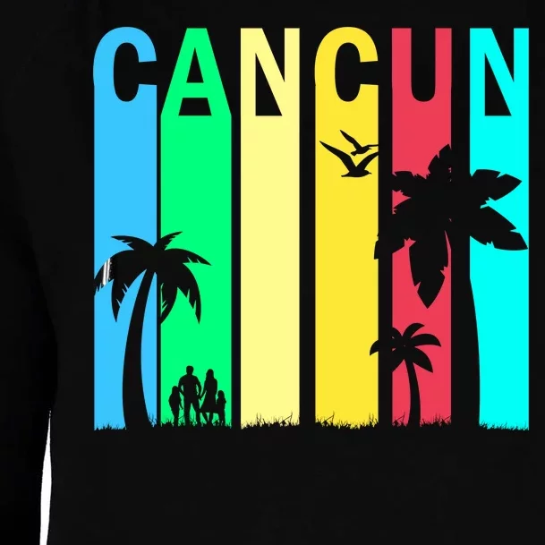 Cancun Retro Logo Womens Funnel Neck Pullover Hood