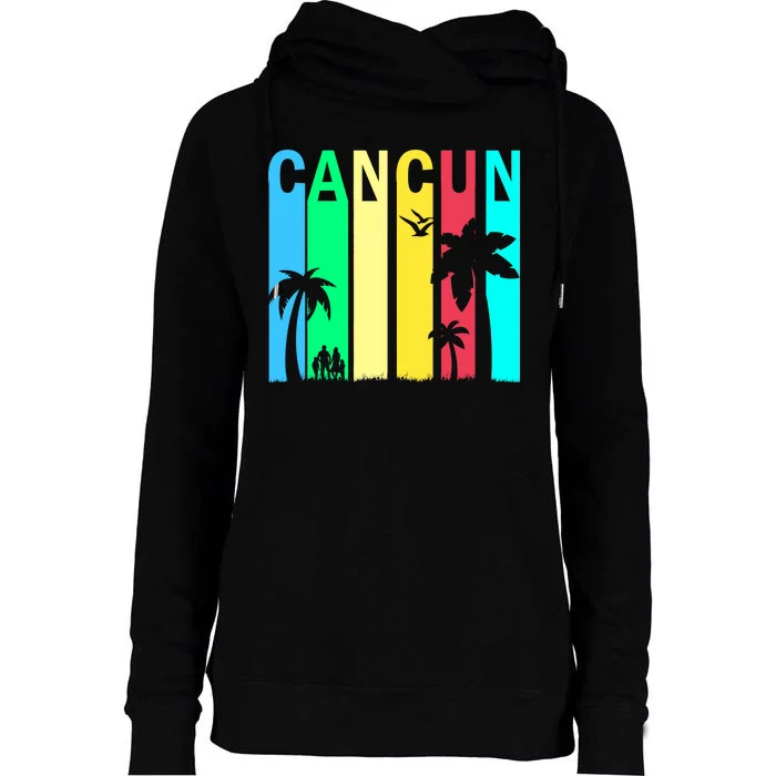 Cancun Retro Logo Womens Funnel Neck Pullover Hood