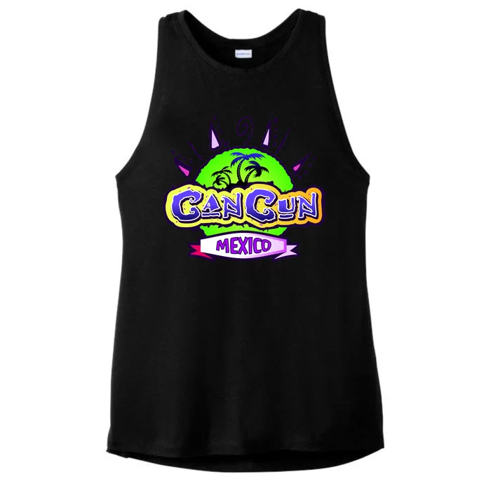 Cancun Tropical Logo Ladies Tri-Blend Wicking Tank