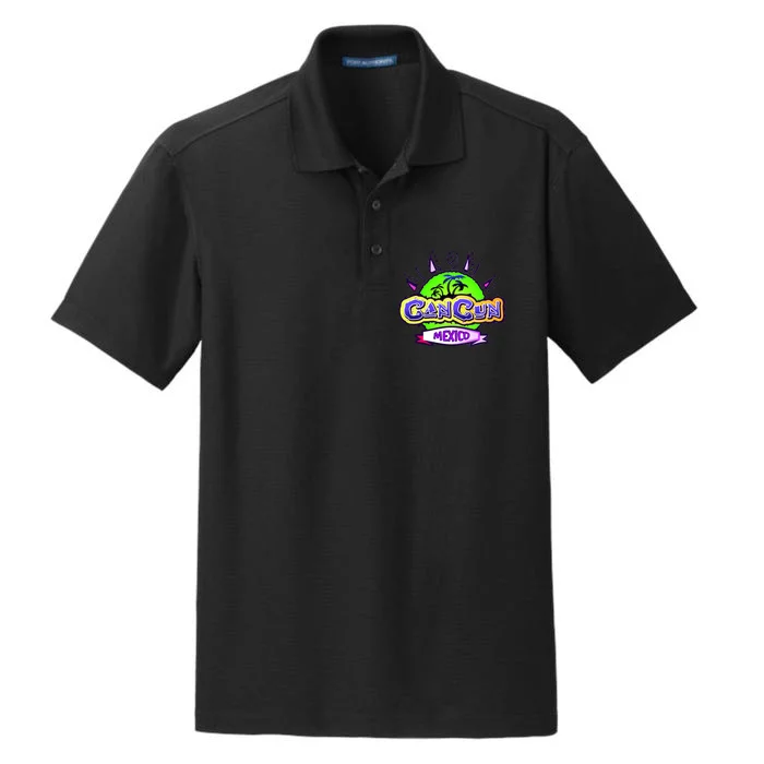 Cancun Tropical Logo Dry Zone Grid Performance Polo