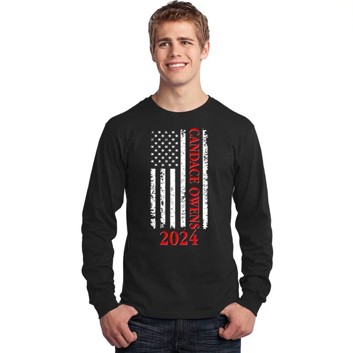 Candace Owens 2024 Distressed US Flag Tall Long Sleeve T-Shirt