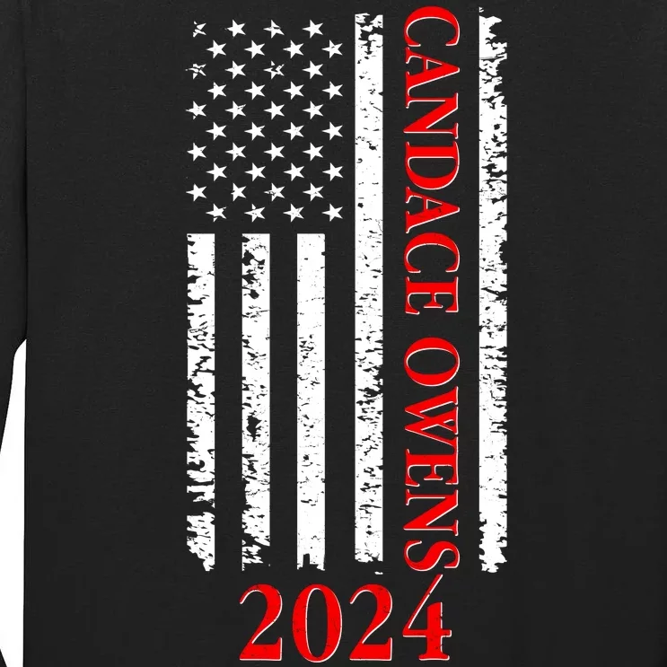 Candace Owens 2024 Distressed US Flag Tall Long Sleeve T-Shirt