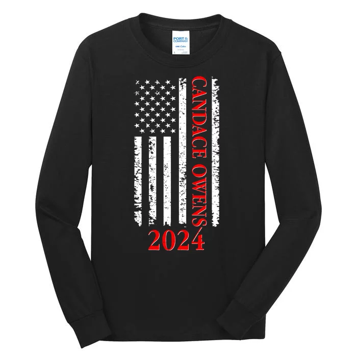 Candace Owens 2024 Distressed US Flag Tall Long Sleeve T-Shirt