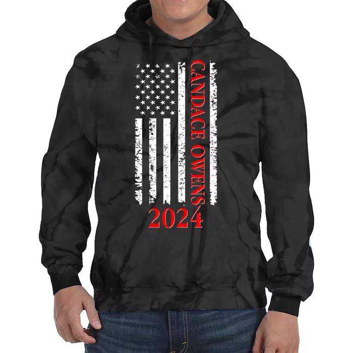 Candace Owens 2024 Distressed US Flag Tie Dye Hoodie