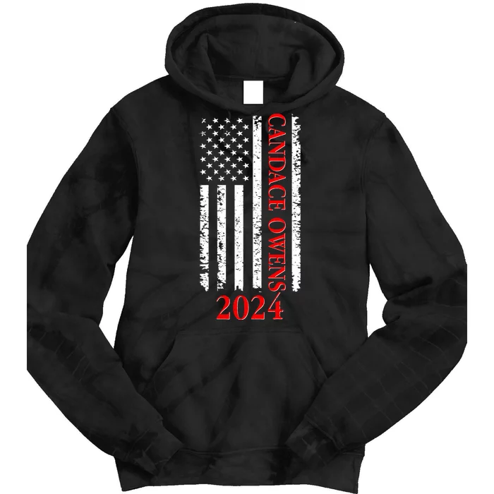 Candace Owens 2024 Distressed US Flag Tie Dye Hoodie