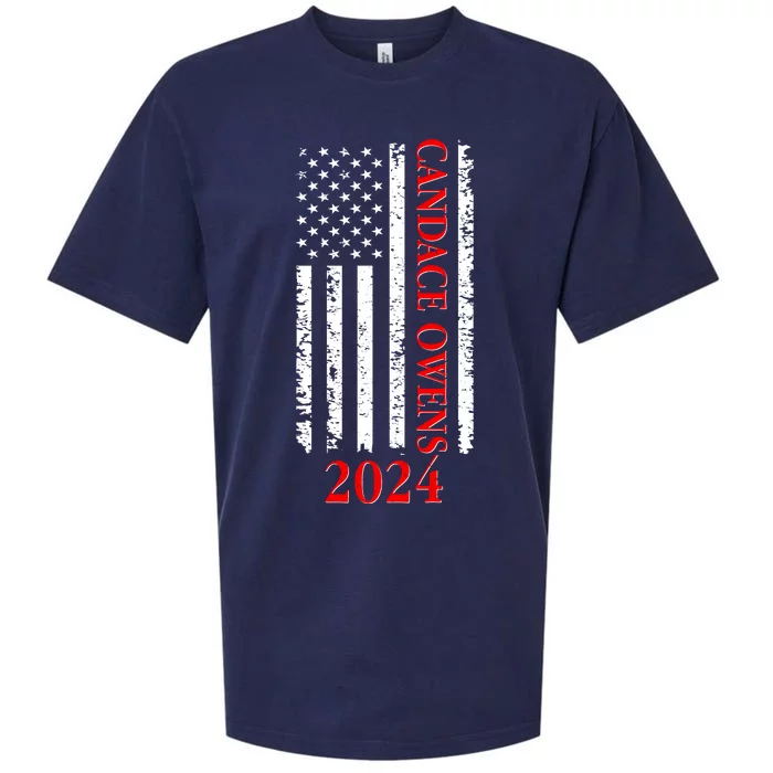 Candace Owens 2024 Distressed US Flag Sueded Cloud Jersey T-Shirt