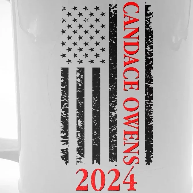 Candace Owens 2024 Distressed US Flag Front & Back Beer Stein