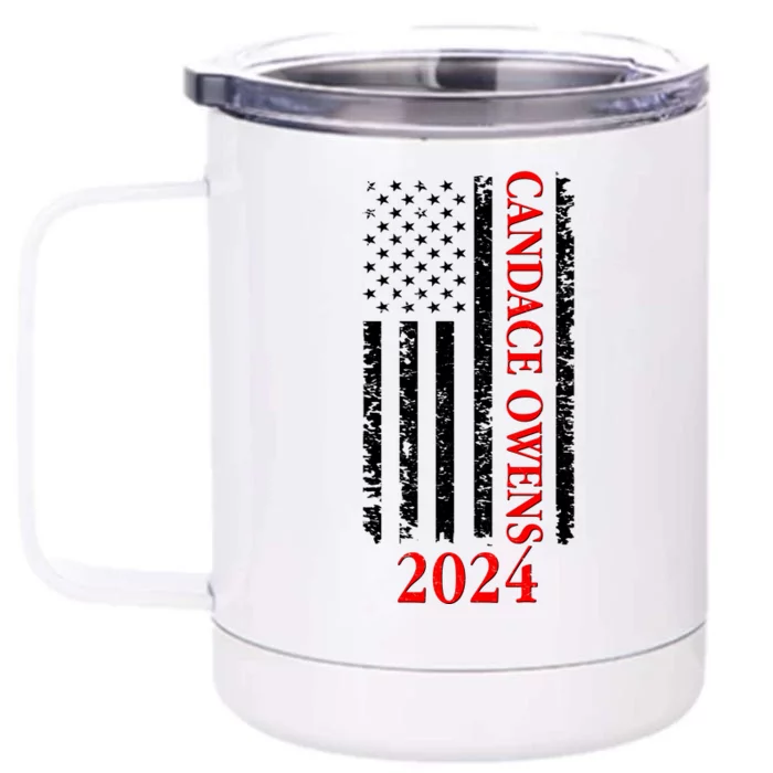 Candace Owens 2024 Distressed US Flag Front & Back 12oz Stainless Steel Tumbler Cup