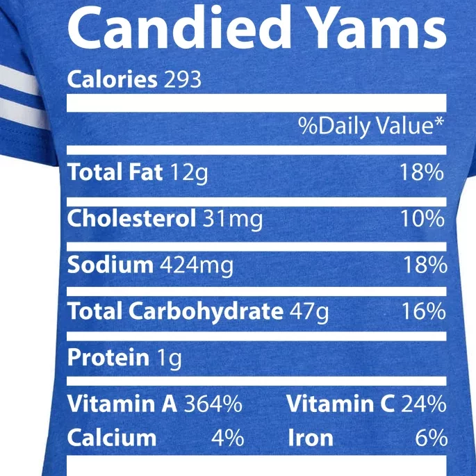 Candied Yams Nutritional Facts Funny Thanksgiving Enza Ladies Jersey Football T-Shirt