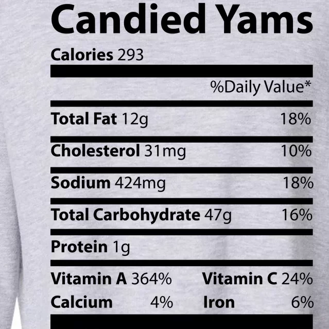 Candied Yams Nutritional Facts Funny Thanksgiving Cropped Pullover Crew