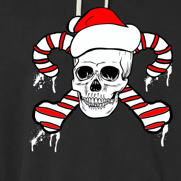 Candy Cane Skull Garment-Dyed Fleece Hoodie