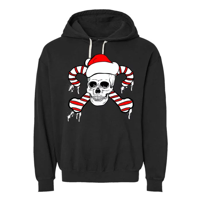 Candy Cane Skull Garment-Dyed Fleece Hoodie