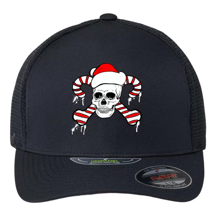 Candy Cane Skull Flexfit Unipanel Trucker Cap