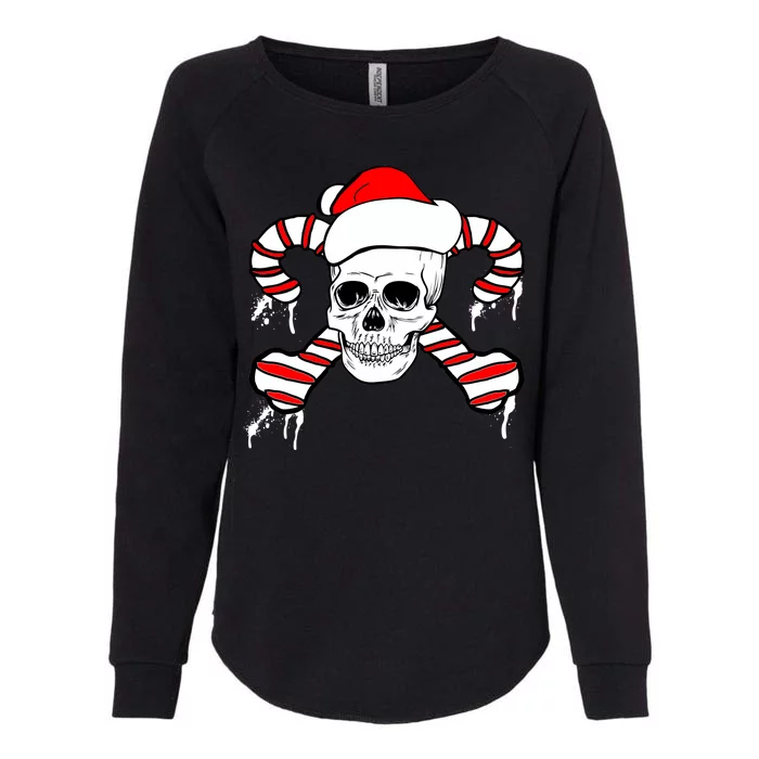 Candy Cane Skull Womens California Wash Sweatshirt