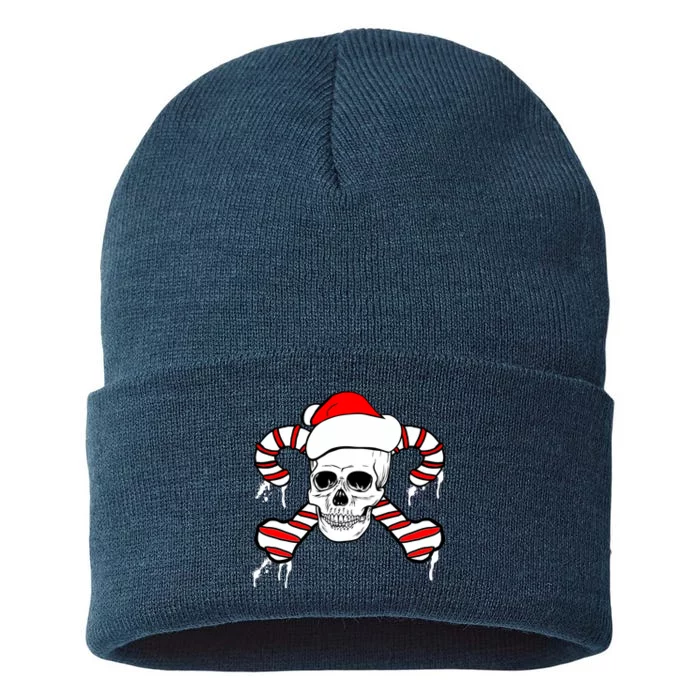 Candy Cane Skull Sustainable Knit Beanie