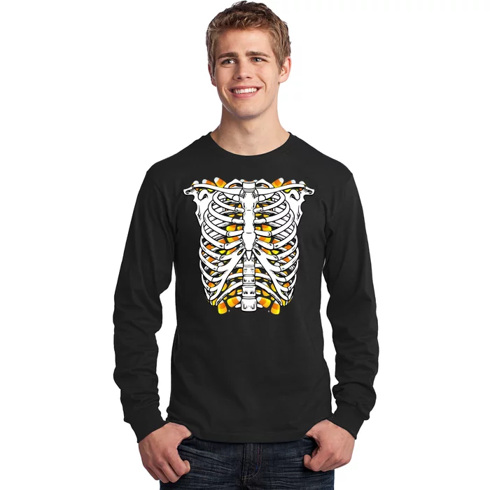 Candy Corn Skeleton Hallween Costume Long Sleeve Shirt