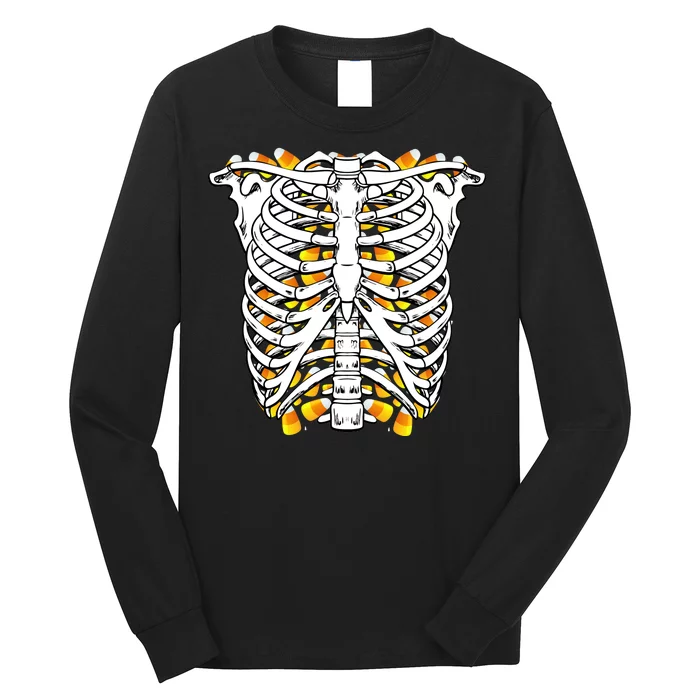 Candy Corn Skeleton Hallween Costume Long Sleeve Shirt