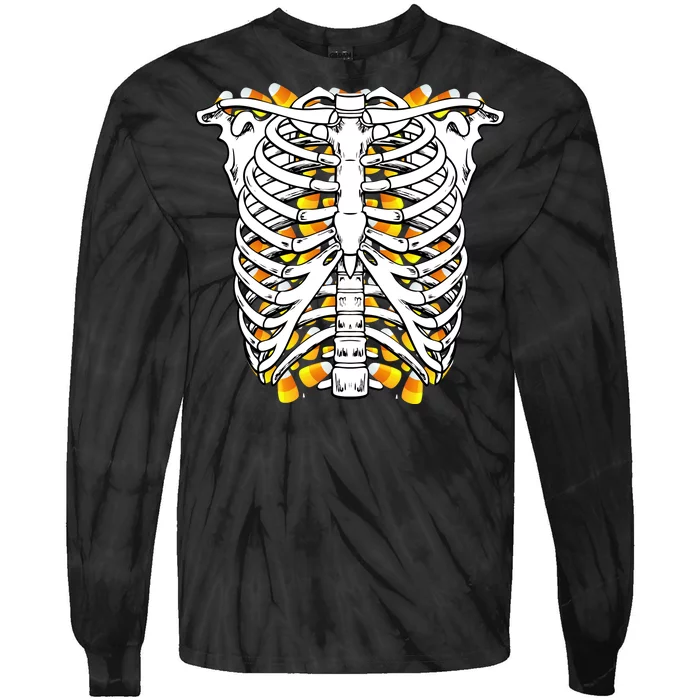 Candy Corn Skeleton Hallween Costume Tie-Dye Long Sleeve Shirt