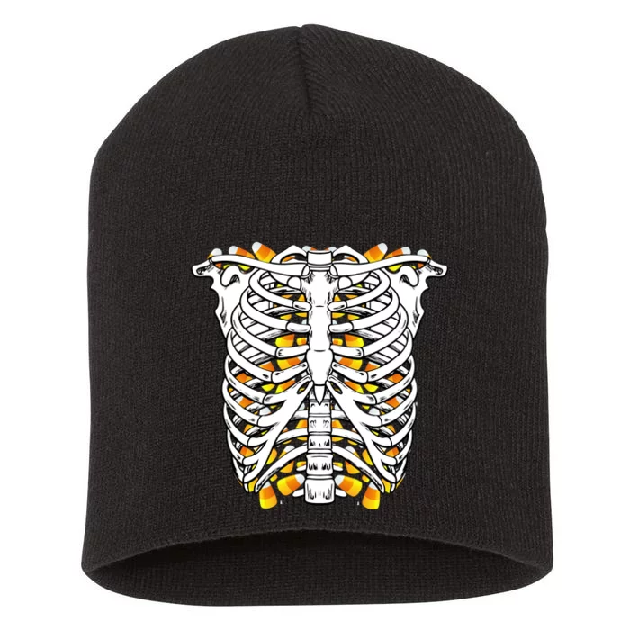 Candy Corn Skeleton Hallween Costume Short Acrylic Beanie