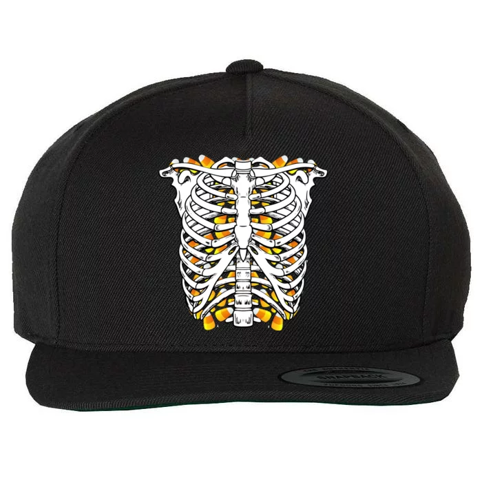 Candy Corn Skeleton Hallween Costume Wool Snapback Cap