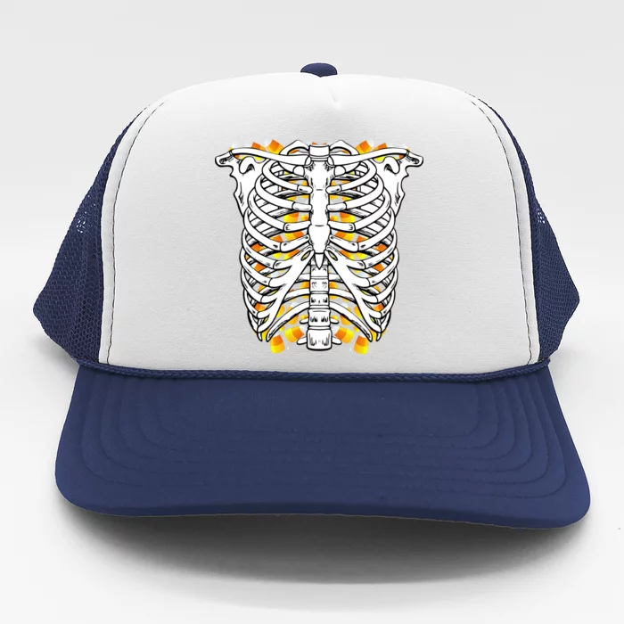 Candy Corn Skeleton Hallween Costume Trucker Hat