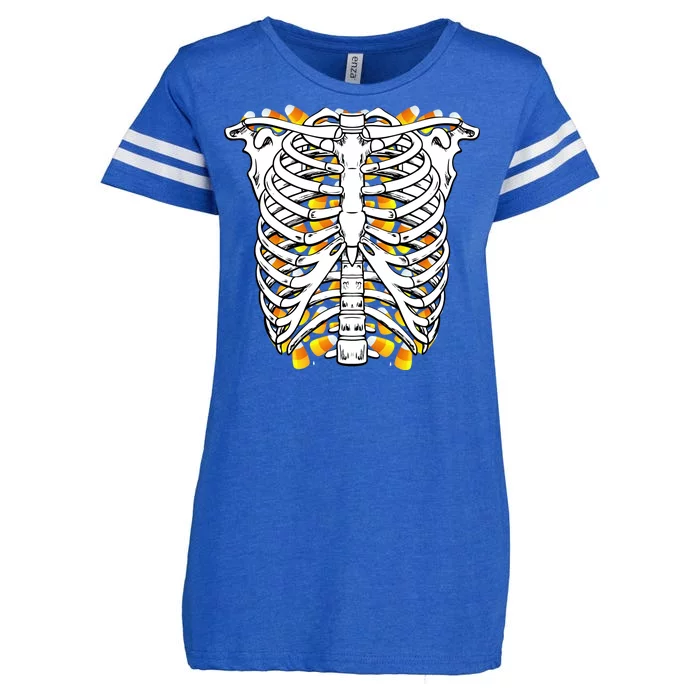 Candy Corn Skeleton Hallween Costume Enza Ladies Jersey Football T-Shirt