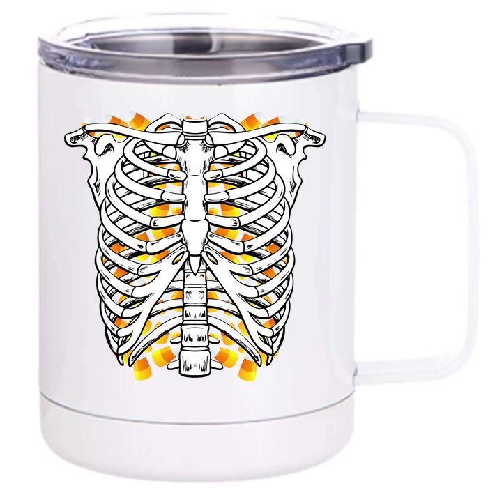 Candy Corn Skeleton Hallween Costume Front & Back 12oz Stainless Steel Tumbler Cup