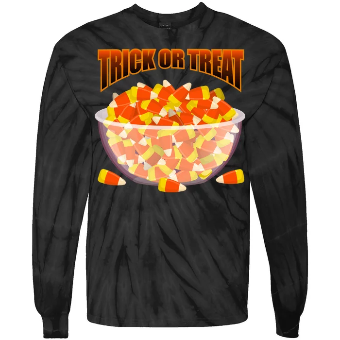 Candy Corn Trick or Treat Halloween Tie-Dye Long Sleeve Shirt