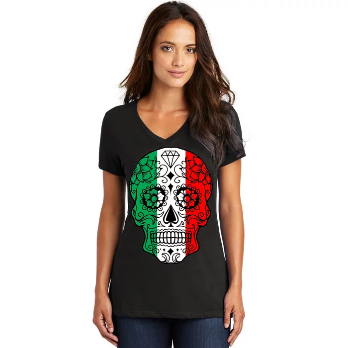 Candy Diamond Skull of Italy Women's V-Neck T-Shirt